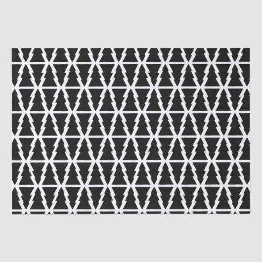 Minimalistisch zwart-wit kerstboompatroon tissuepapier (Voorkant)