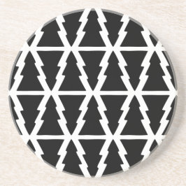 Minimalistisch zwart-wit kerstboompatroon zandsteen onderzetter