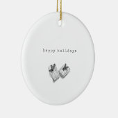 Minimalistisch zwart-wit kerstcadeautjes keramisch ornament (Rechts)