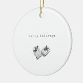 Minimalistisch zwart-wit kerstcadeautjes keramisch ornament (Links)