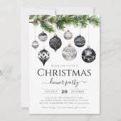 Minimalistisch zwart-wit kerstdiner kaart (Voorkant)