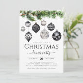 Minimalistisch zwart-wit kerstdiner kaart (Staand voorkant)