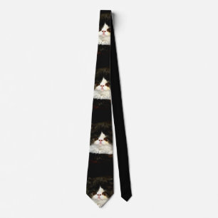 Minimalistisch zwart wit kitten stropdas