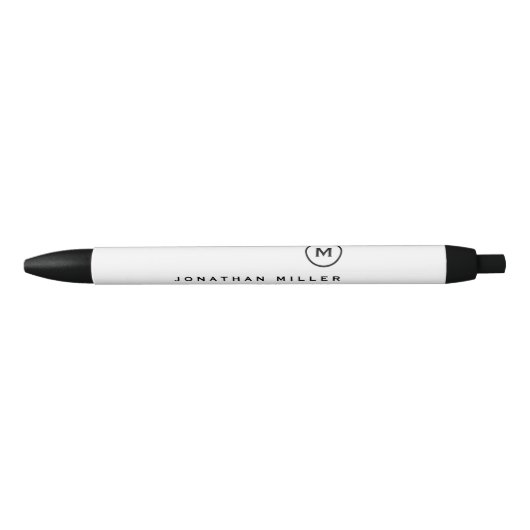 Minimalistisch zwart-wit, klassieke monogrammen zwarte inkt pen (Voorkant)