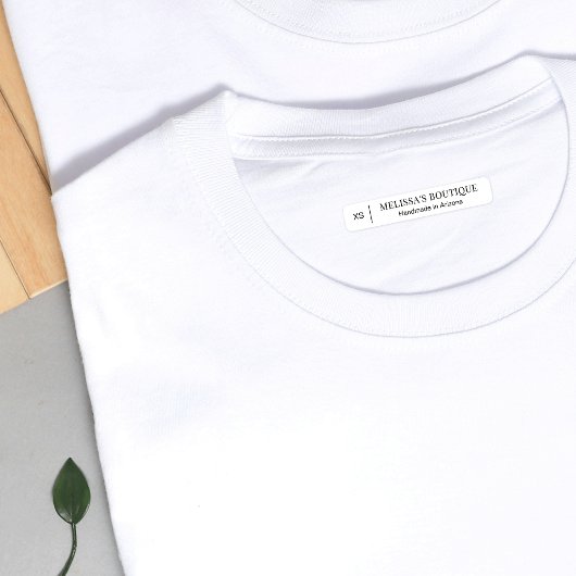 Minimalistisch zwart wit kledingmaat Iron-On Label