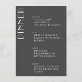 Minimalistisch zwart-wit kunstdecohuwelijk menu (Voorkant)