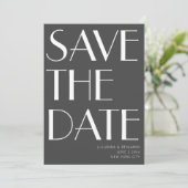 Minimalistisch zwart-wit kunstdecohuwelijk save the date (Staand voorkant)