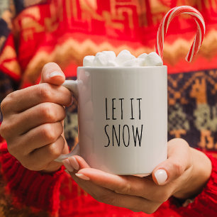 Minimalistisch zwart-wit "Laat het sneeuwen" Koffiemok