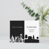 Minimalistisch zwart-wit land dat we verplaatst he aankondigingskaart (Staand voorkant)