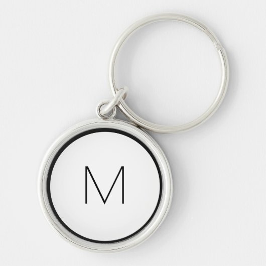 Minimalistisch zwart-wit Letter Monogram Modern Sleutelhanger (Voorkant)