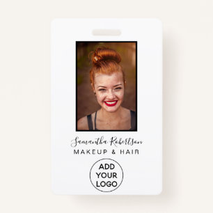 Minimalistisch zwart wit logo medewerker foto pas badge