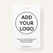 Minimalistisch zwart wit logo medewerker foto pas badge (Achterkant)