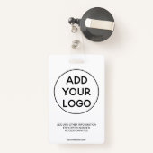 Minimalistisch zwart wit logo medewerker foto pas badge (Achterkant met intrekbare)