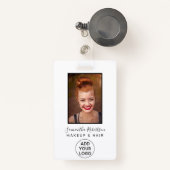 Minimalistisch zwart wit logo medewerker foto pas badge (Voorkant met intrekbare)