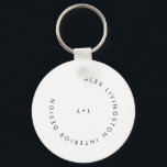 Minimalistisch zwart-wit Logo monogram Sleutelhanger<br><div class="desc">Minimalistische Moderne Circle Monogram zwart-wit Logo Sleutelhanger</div>