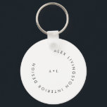 Minimalistisch zwart-wit Logo monogram Sleutelhanger<br><div class="desc">Minimalistische Moderne Circle Monogram zwart-wit Logo Sleutelhanger</div>