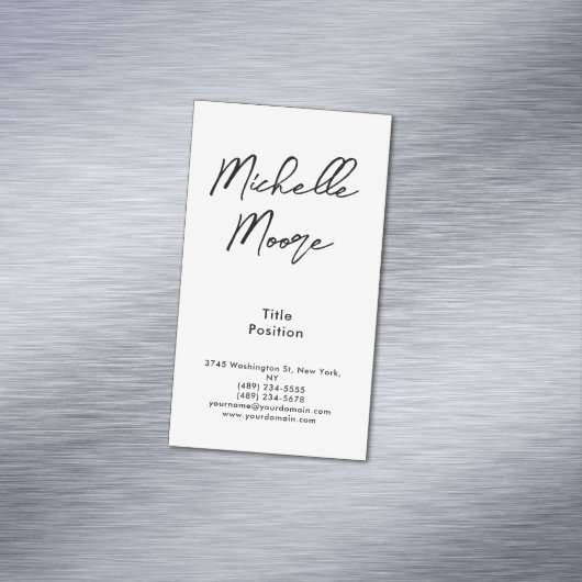 Minimalistisch zwart-wit magnetisch visitekaartje (Voorbeeld)