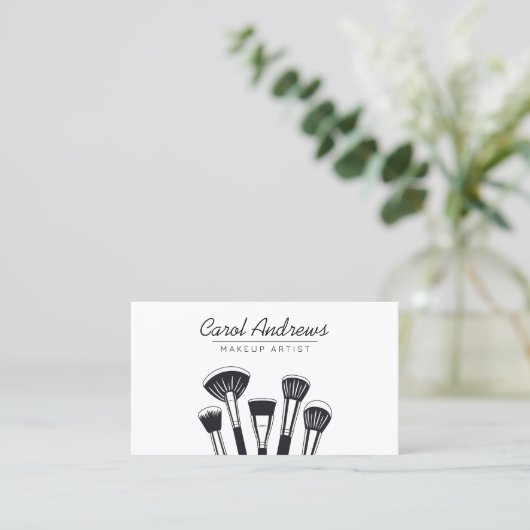 Minimalistisch zwart, wit make-up artiest wimpers  visitekaartje (Staand voorkant)