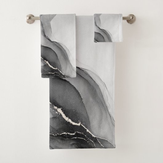 Minimalistisch zwart-wit marmer bad handdoek (Insitu)