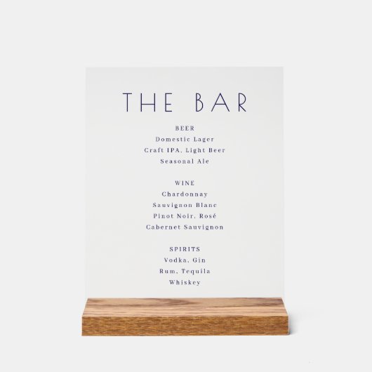 Minimalistisch zwart-wit menu bord voor de bar (Voorkant)