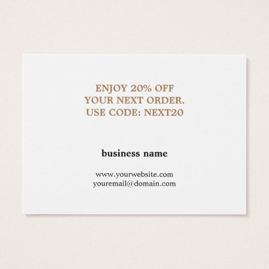 Minimalistisch zwart wit met dank aan Coupon Visitekaartje (Achterkant)