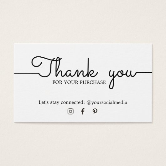 Minimalistisch zwart wit met dank aan Coupon Visitekaartje (Voorkant)