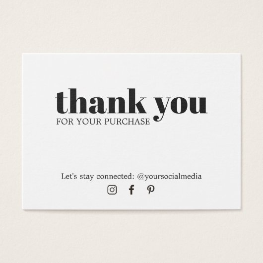 Minimalistisch zwart wit met dank aan Coupon Visitekaartje (Voorkant)