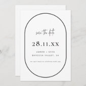 Minimalistisch zwart-wit met dubbelArch Retro Save The Date (Voorkant / Achterkant)