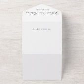 Minimalistisch zwart-wit met een harthuwelijk all in one uitnodiging (Buitenkant)