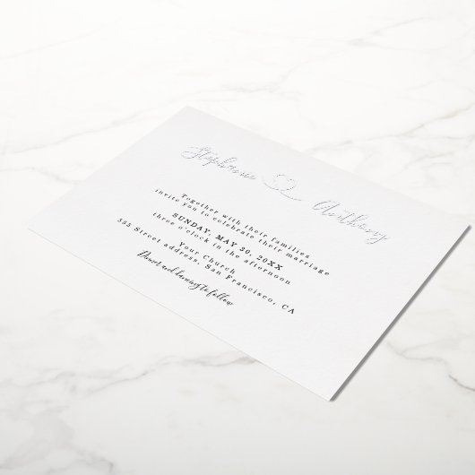 Minimalistisch zwart-wit met een harthuwelijk folie uitnodiging (Gedraaid)