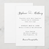 Minimalistisch zwart-wit met een harthuwelijk kaart (Voorkant / Achterkant)