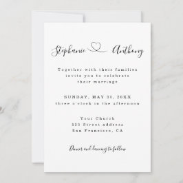 Minimalistisch zwart-wit met een harthuwelijk kaart