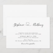 Minimalistisch zwart-wit met een harthuwelijk kaart (Voorkant / Achterkant)