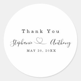 Minimalistisch zwart-wit met een harthuwelijk ronde sticker