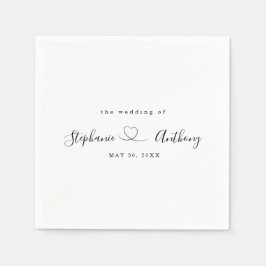 Minimalistisch zwart-wit met een harthuwelijk servet