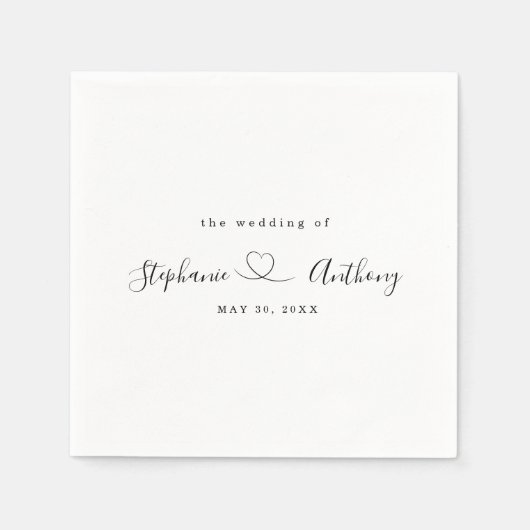 Minimalistisch zwart-wit met een harthuwelijk servet (Voorkant)