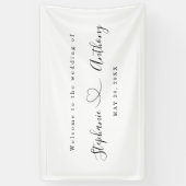 Minimalistisch zwart-wit met een harthuwelijk spandoek (Verticaal)