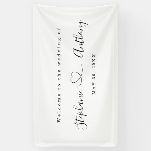 Minimalistisch zwart-wit met een harthuwelijk spandoek (Verticaal)