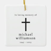 Minimalistisch zwart-wit met kruis Memorial Keramisch Ornament (Voorkant)