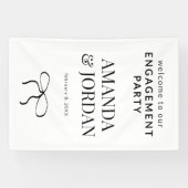 Minimalistisch zwart-wit met lint Verloving Spandoek (Horizontaal)