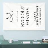 Minimalistisch zwart-wit met lint Verloving Spandoek (Beurs)