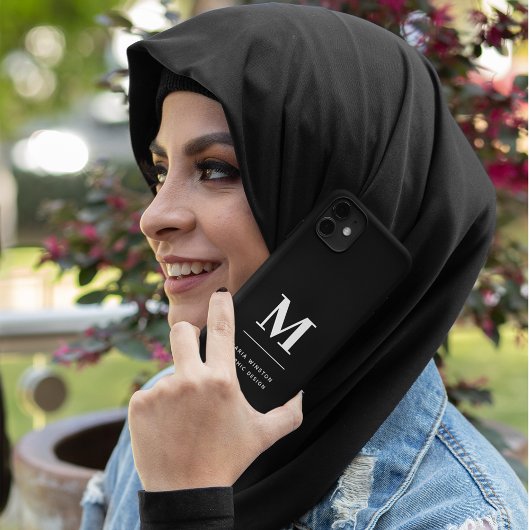 Minimalistisch zwart-wit modern aangepaste monogra Case-Mate iPhone case