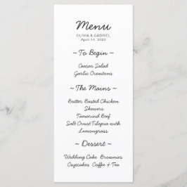 Minimalistisch zwart-wit modern bruiloft Menu