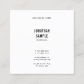 Minimalistisch zwart wit modern elegant eenvoudig vierkante visitekaartje (Achterkant)