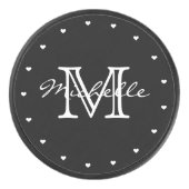 Minimalistisch zwart wit modern elegant monogram hockey puck (Voorkant)