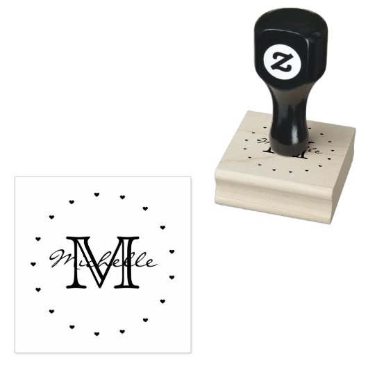 Minimalistisch zwart wit modern elegant monogram rubberstempel (Gestempeld)