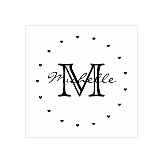Minimalistisch zwart wit modern elegant monogram rubberstempel (Afrduk)