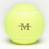 Minimalistisch zwart wit modern elegant monogram tennisballen (Achterkant)