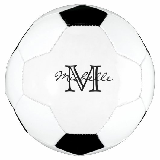 Minimalistisch zwart wit modern elegant monogram voetbal (Voorkant)
