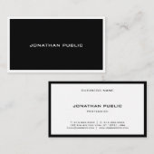 Minimalistisch zwart-wit, modern elegant vlak bove visitekaartje (Voorkant / Achterkant)